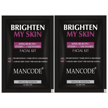 Mancode Brighten My Skin Facial Kit for Men - 2 x 58 G (Pack of 2) | Salon-Like Glowing Skin in 6 Easy Steps | Improves Texture | Instant Glow | Suitable for All Types